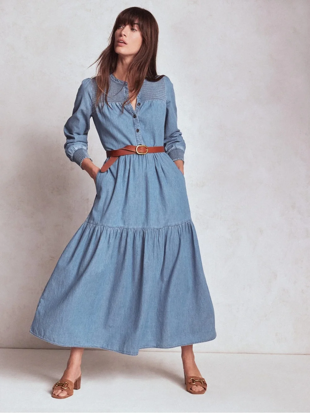 mara hoffman denim midi dress - Deep Blue Runs true to size medium-out-of-stock Denim Dress Marks Spencer Size:04